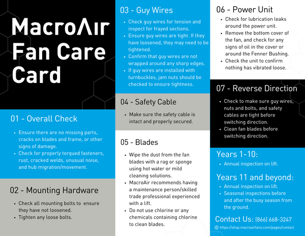 HVLS maintenance card