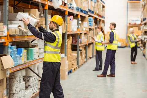 clothes in a warehouse
